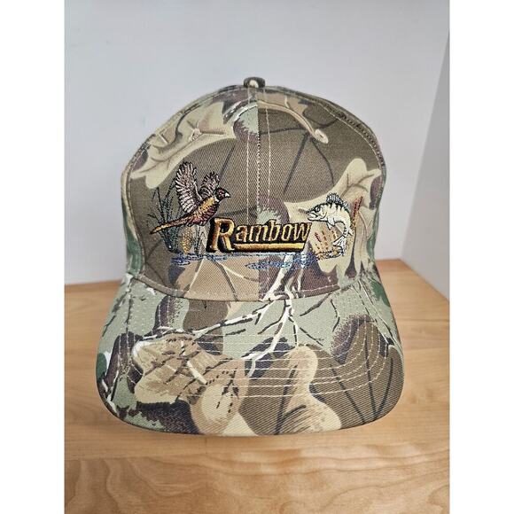 Vintage Rambow Camouflage Camo Hunting Embroidered Snapback Hat Pheasant Walleye - Picture 1 of 6
